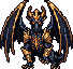 Avarax: a black and gold dragon with spread wings.