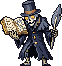 The Tallyman: a skeleton in a top hat with a ledger and a spear.